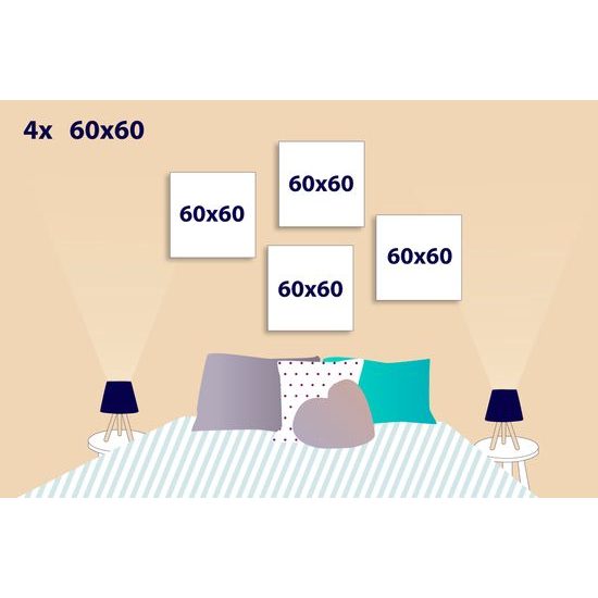 Set obrazů předměty Feng Shui v černobílém provedení