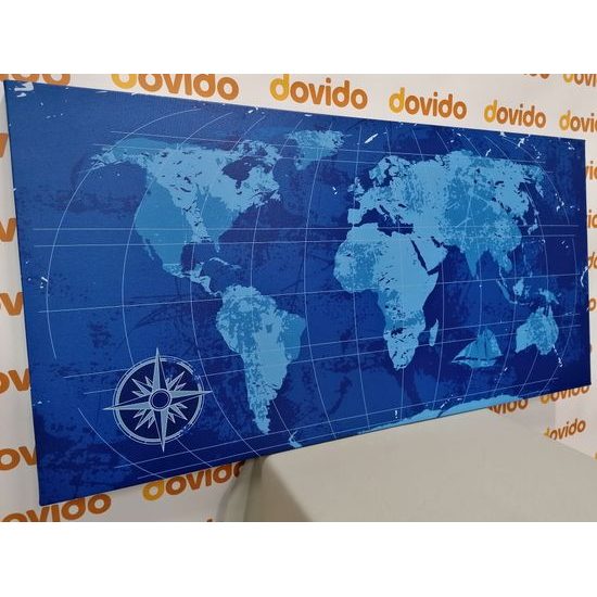 Obraz historická mapa světa v modrém provedení