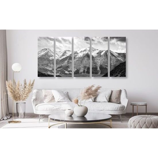5-dílný majestátní hory v černobílém provedení