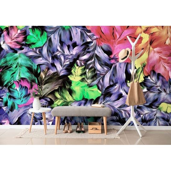 Tapeta barevné listy s kouzelným nádechem