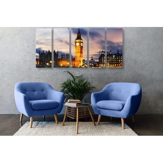 5-dílný obraz nasvícený Big Ben
