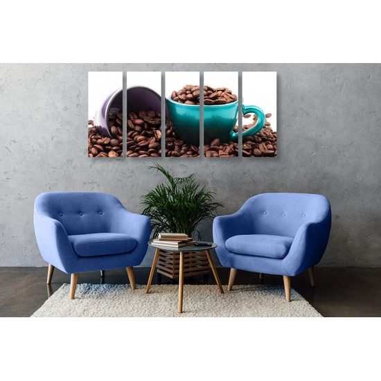 5-dílný obraz zrnka kávy