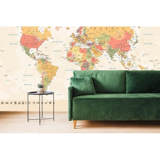 Tapeta detailní mapa světa