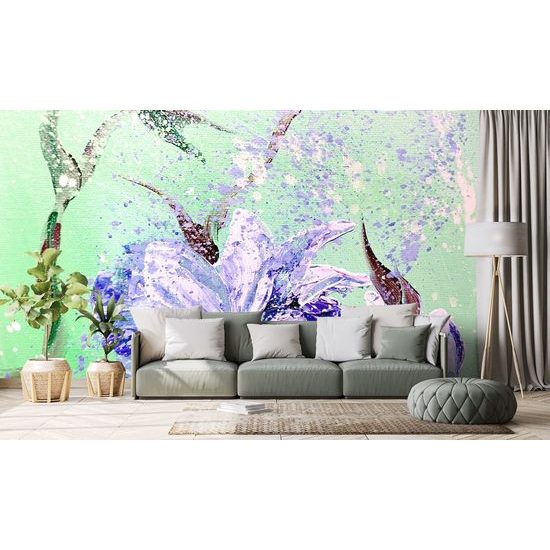 Samolepící tapeta malba kvetoucích pivonií