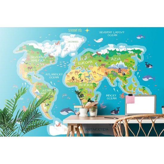 Samolepící tapeta dětská obrázková mapa