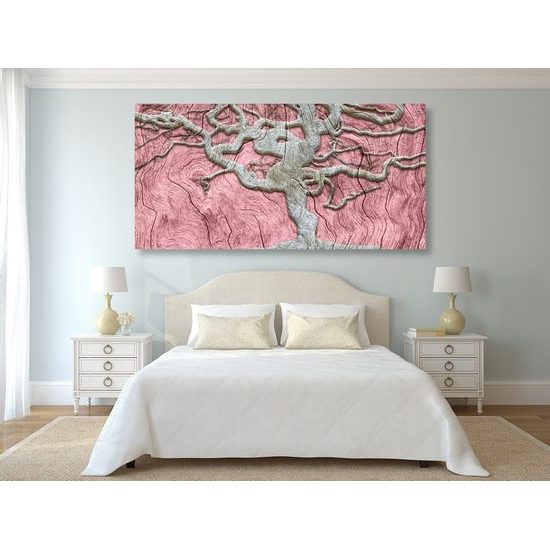 Obraz zvláštní strom na růžovém podkladu