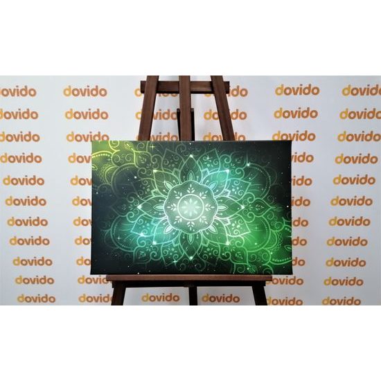 Obraz Mandala s vesmírným pozadím v zeleném provedení