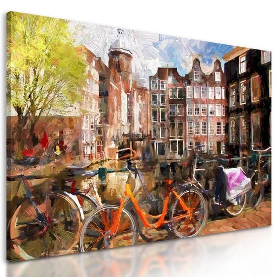 Obraz umělecká malba Amsterdamské architektury