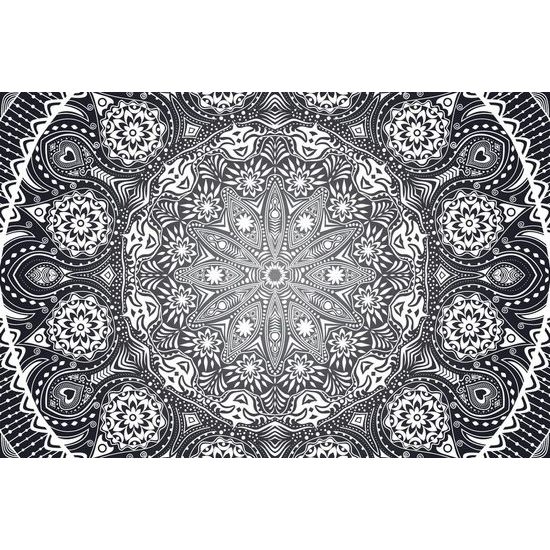Samolepící tapeta černobílá luxusní Mandala
