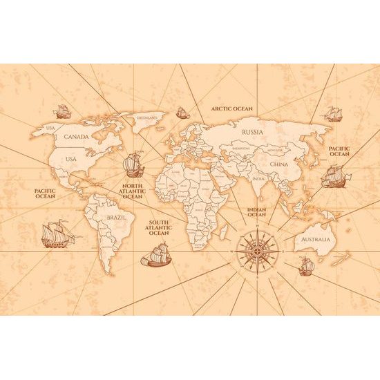 Samolepící tapeta mapa světa se starými obchodními cestami