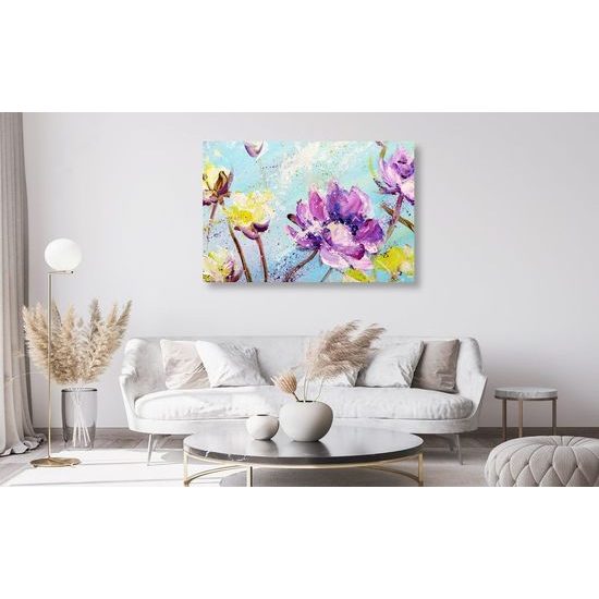 Obraz jedinečné fialové a žluté květy