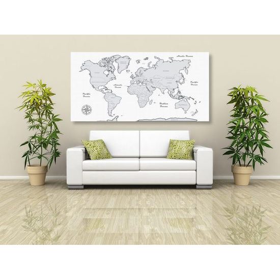 Obraz jemná mapa v černobílém provedení