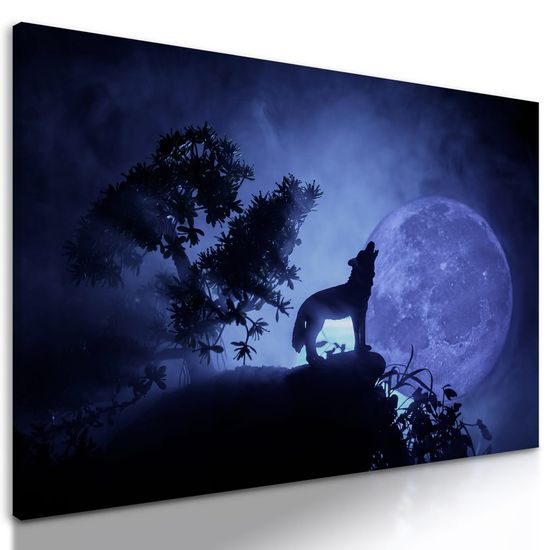 Obraz vytí vlka při úplňku měsíce