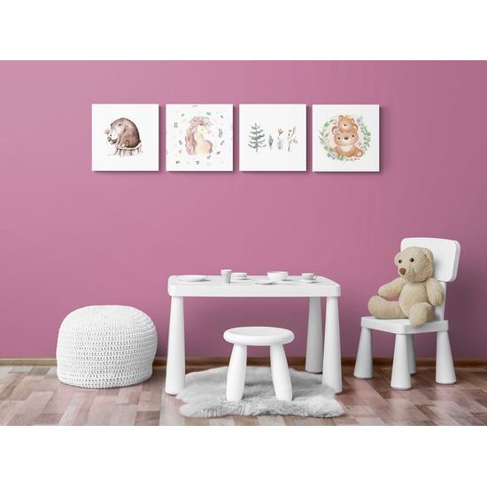 Set obrazů zvířátka v něžném provedení