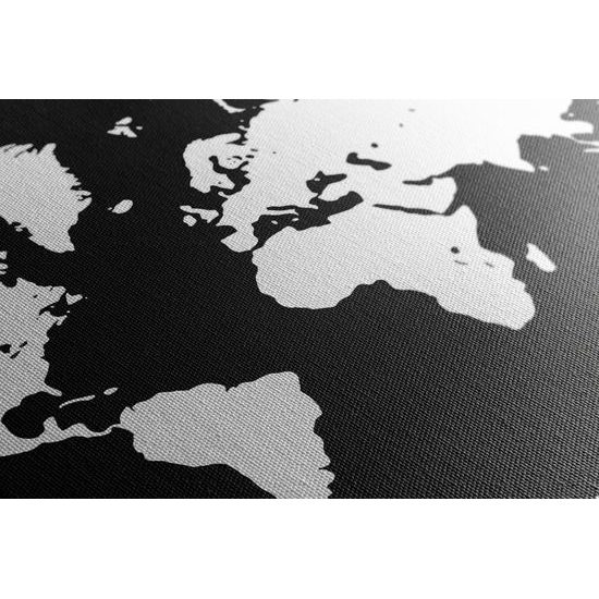 Obraz bílo černá mapa světa