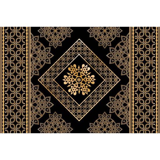 Tapeta nádherný zlatý ornament na černém pozadí