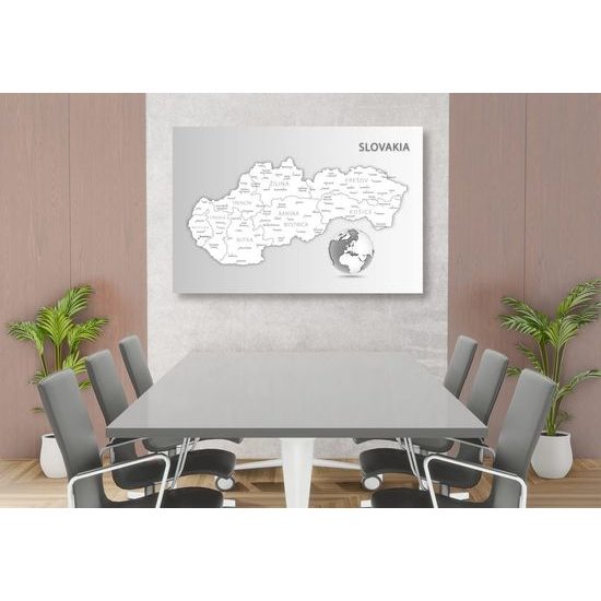 Obraz na korku podrobná mapa Slovenska v černobílém provedení