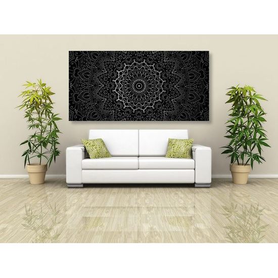 Obraz elegantní Mandala v černobílém provedení