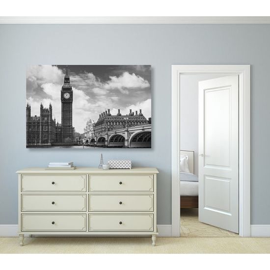 Obraz Elizabeth Tower v Londýně v černobílém provedení