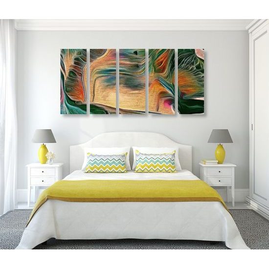 5-dílný obraz abstrakce v psychedelickém provedení