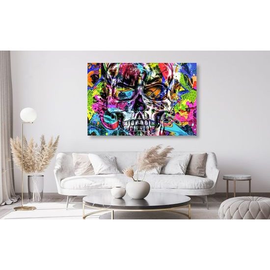 Obraz lebka v pop art provedení