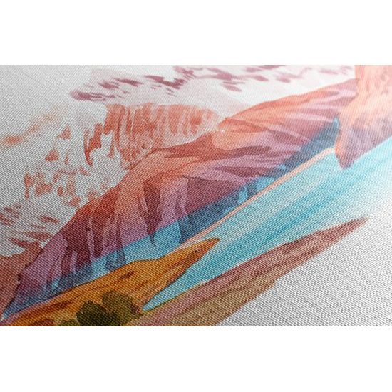 Obraz malba řeky uprostřed hor