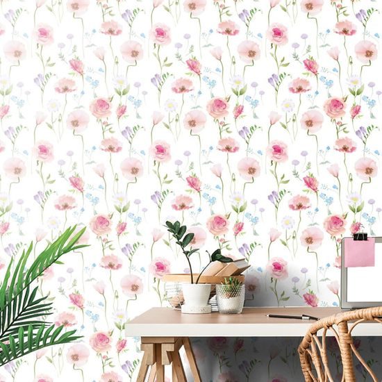 Samolepící tapeta luční květiny v romantickém zobrazení