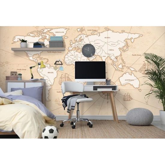 Tapeta béžová mapa světa pro dobrodruhy