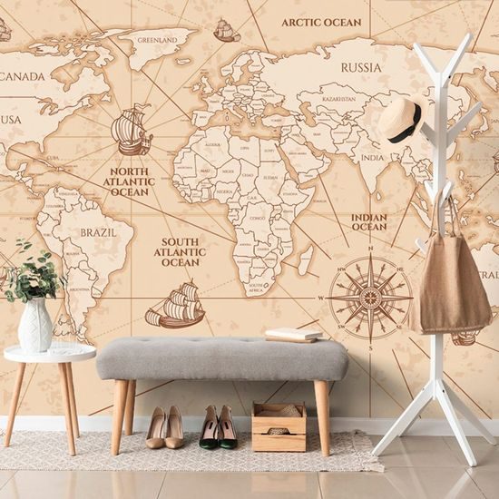 Tapeta mapa světa se starými obchodními cestami