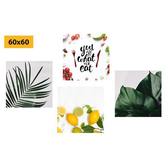 Set obrazů s nápisem You are what you eat
