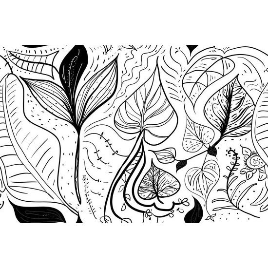 Samolepící tapeta umělecké listy v černobílém provedení