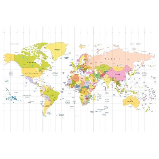 Samolepící tapeta přehledná mapa světa na bílém pozadí