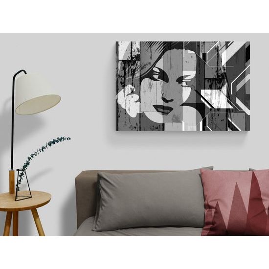 Obraz černobílá krása ženy v pop art stylu