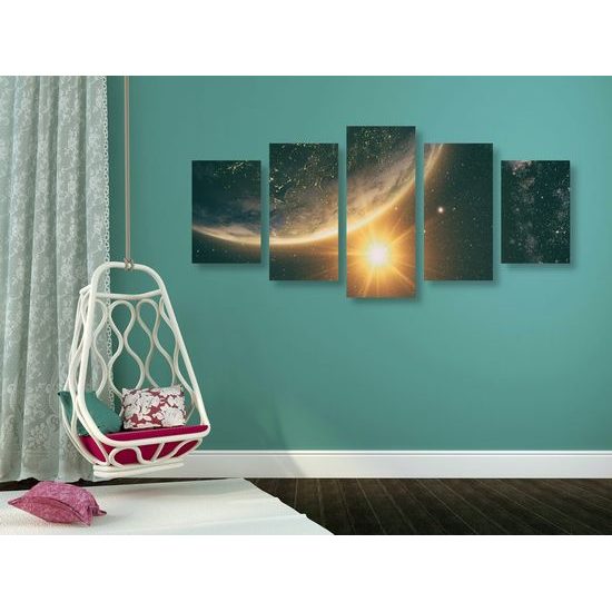 5-dílný obraz planeta země z vesmírné stanice