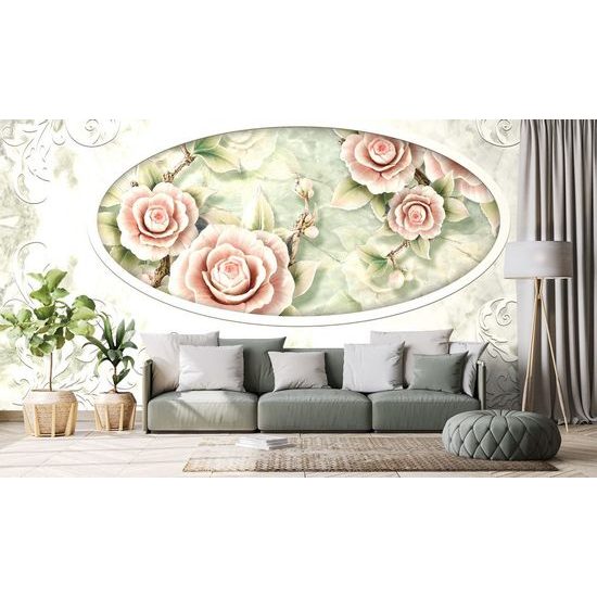 Samolepící tapeta růže s ornamentem ve vintage stylu