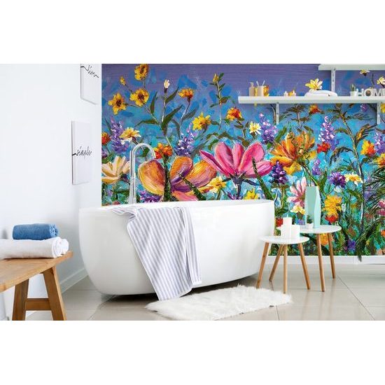 Jedinečná samolepící tapeta barevné luční květiny