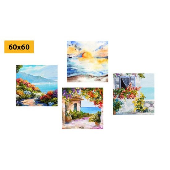 Set obrazov idylický život pri mori