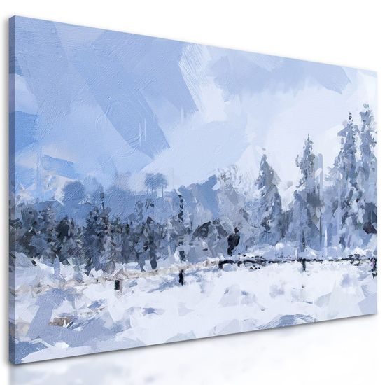 Obraz abstraktní zasněžené stromy