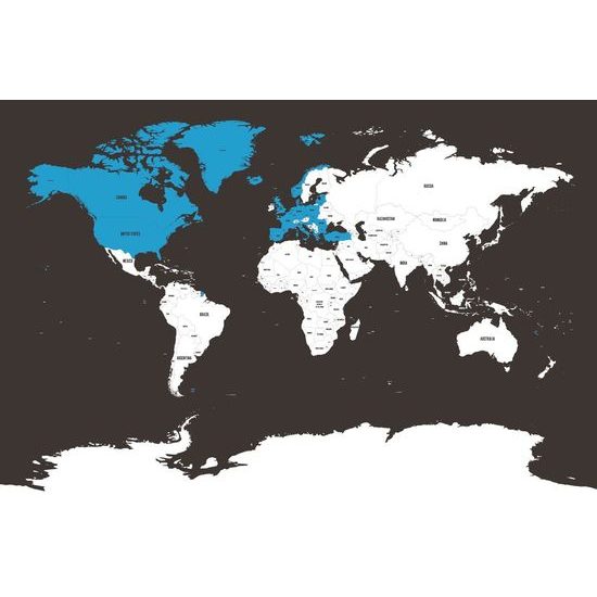 Tapeta zajímavá mapa na černém pozadí s modrým detailem
