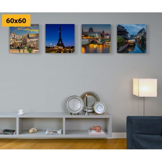 Set obrazů kouzelná noční Paříž
