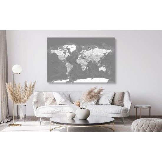 Obraz podrobná moderní mapa v černobílém provedení