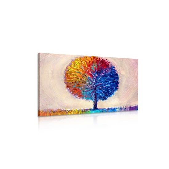 Obraz pestrobarevný strom v akvarelovém provedení