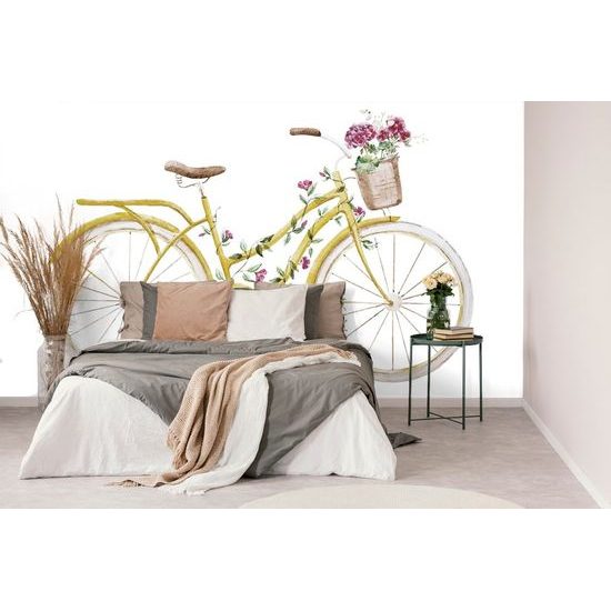 Samolepící tapeta retro kolo pokrytý květinami