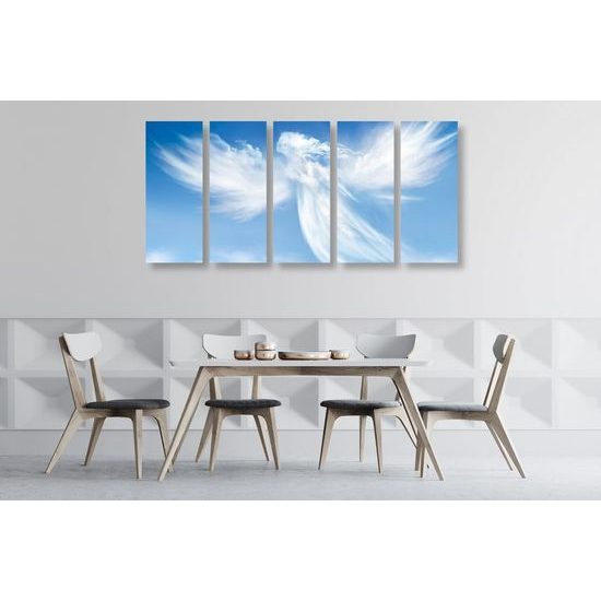 5-dílný obraz anděl tvořený oblaky