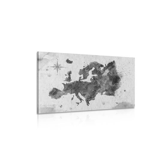 Obraz stará mapa Evropy v černobílém provedení