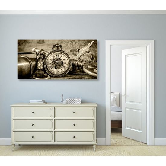 Obraz historické luxusní hodinky v sépiovém provedení