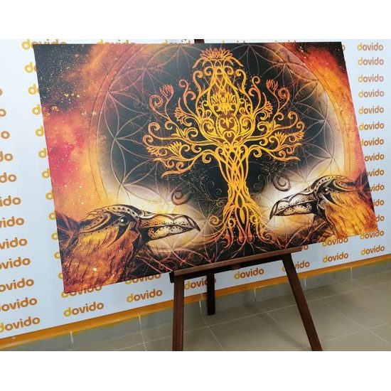 Obraz tajemný strom života s havrany