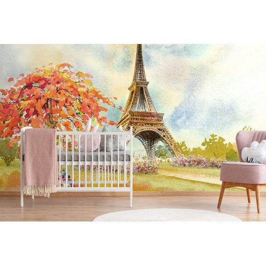 Samolepící tapeta pastelová malba Eiffelovy věže