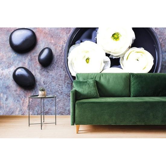 Originální samolepící fototapeta zátiší zen kamenů s květinami