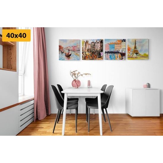 Set obrazů malby evropských měst